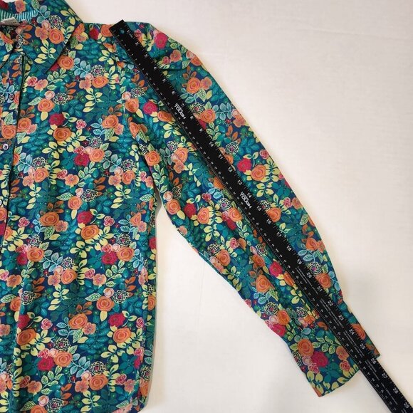 Sundance Rosie Vines Puff Sleeve Blouse M Multicolor Button Up Cottage Prairie - Picture 9 of 10